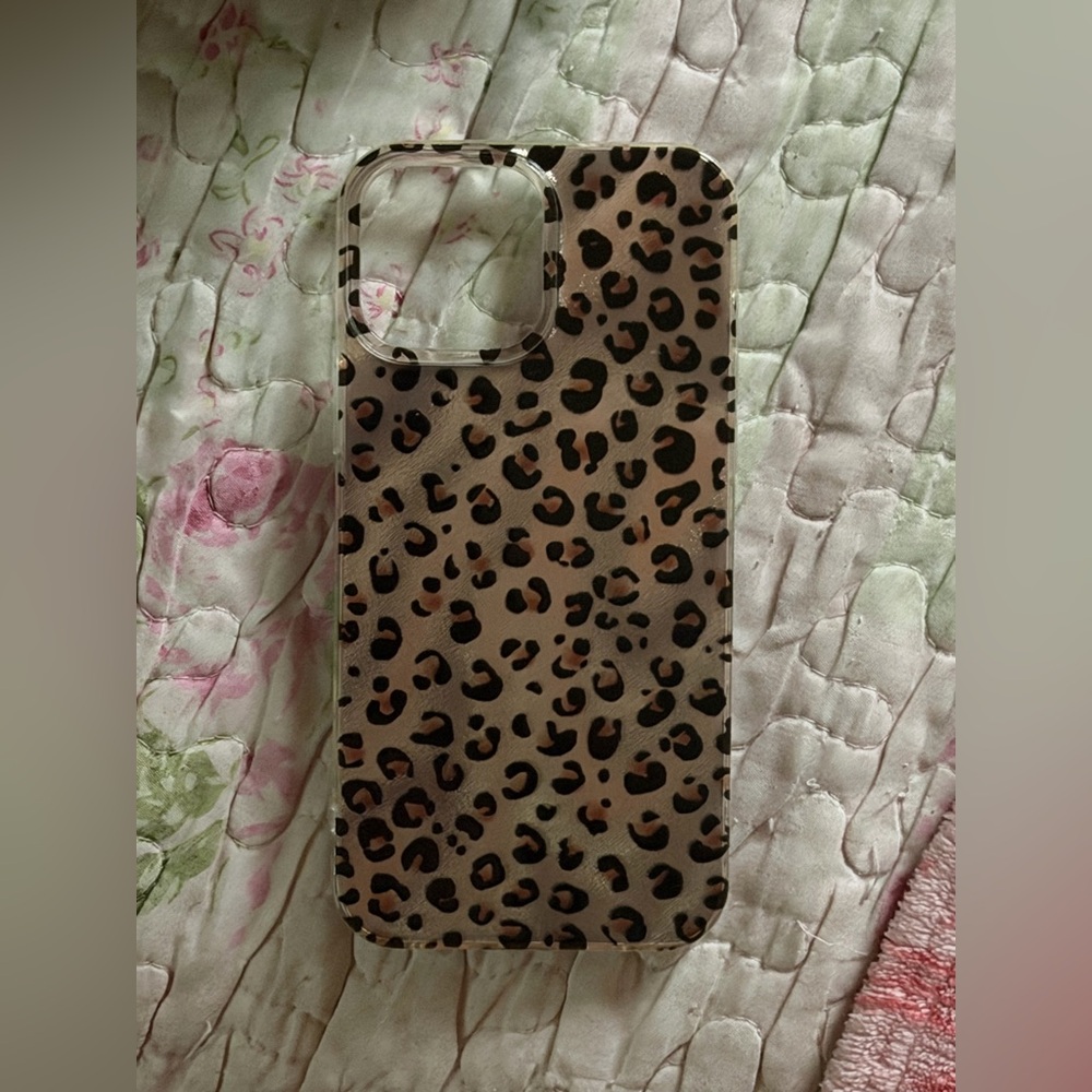 Leopard Print Clear Phone Case - Brown/Black